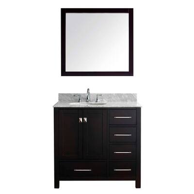 Virtu USA Caroline Avenue 36 in. W Bath Vanity in White with Marble ...