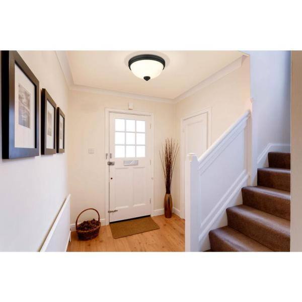 Ashton Matte Black 2-Light Flush Mount with Opal Glass Shade