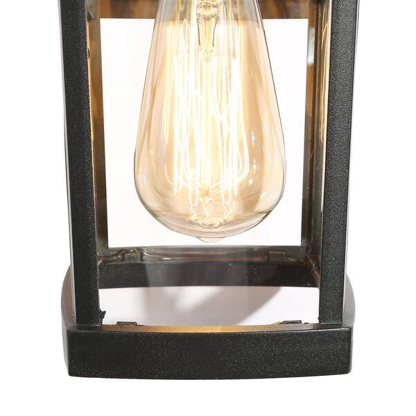 LNC Modern Black Rectangle Outdoor Wall lantern Sconce 1