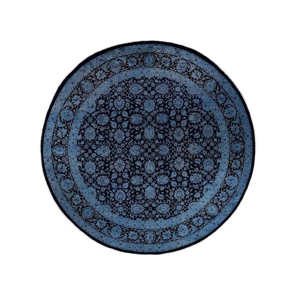 Overdyed Navy 10 ft. x 10 ft. Solid Wool Indoor Area Rug