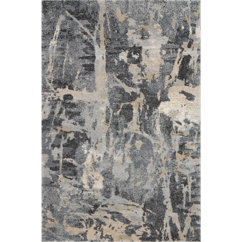 Handmade Gray Abstract Synthetic 4' x 6' Rectangular Area Rug