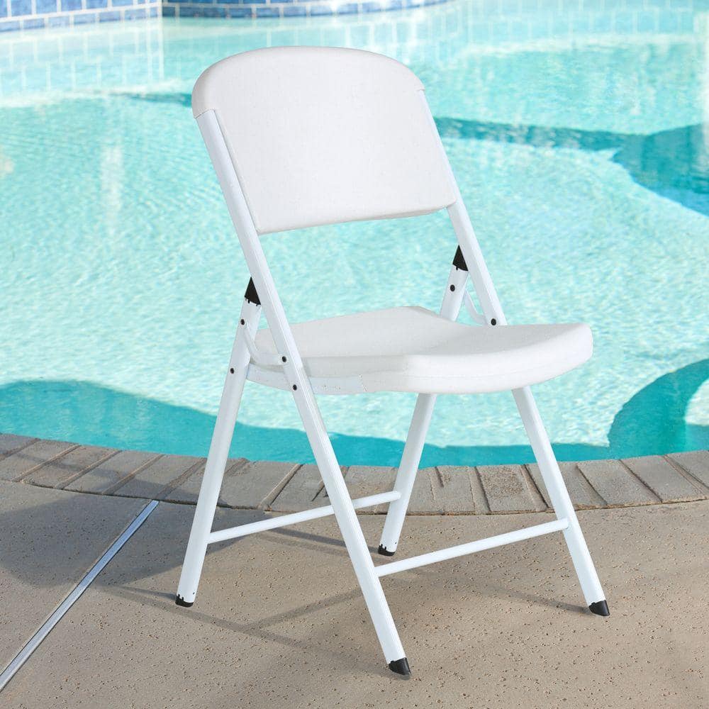 Lifetime White Plastic Seat Metal Frame Outdoor Safe Folding Chair (Set