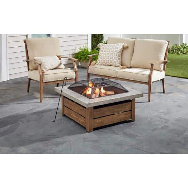 Hampton Bay Stoneham 34 In X 15 5, Wood Fire Pits At Home Depot