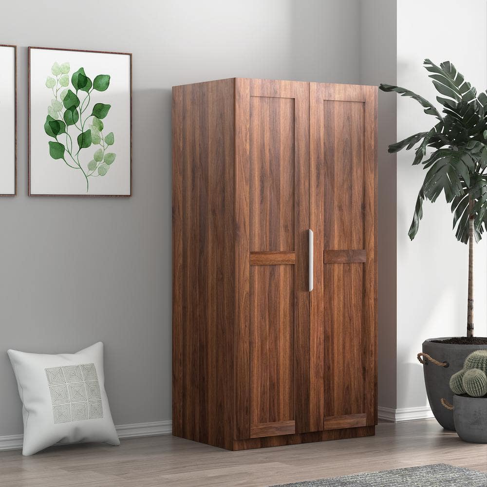 31.5 in. W x 21.65 in. D x 62.99 in. H Brown MDF Freestanding Linen Cabinet with 2 Doors and 5 Shelves price history on PriceWatchPro