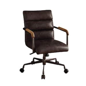 Harith 22 in. Width Standard Antique Ebony Leather Executive Chair with Adjustable Height