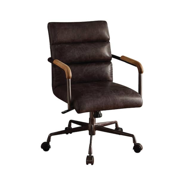 Acme Furniture Harith 22 in. Width Standard Antique Ebony Leather Executive Chair with Adjustable Height