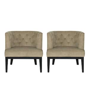 Suncook Dark Beige and Dark Brown Fabric Tufted Accent Chair (Set of 2)