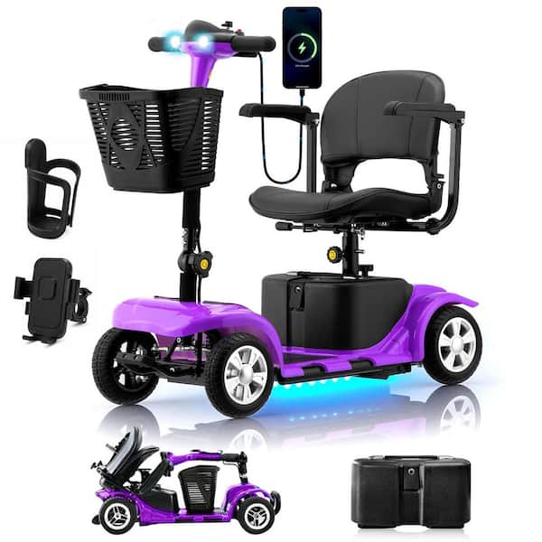 Mobility Scooter for Adults, Electric Powered Chargeable Device with LED Headlights and Basket for Travel