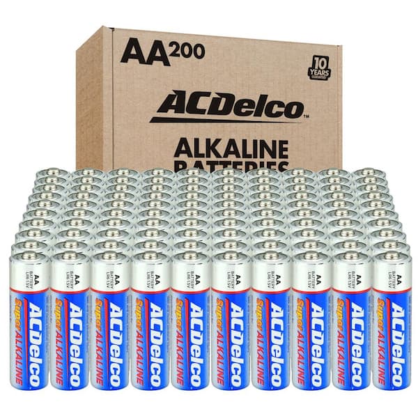 ACDelco 200 of AA Super Alkaline Batteries, 10-Years Storage Life, Maximum Power with Recloseable Packaging