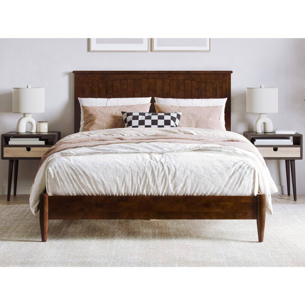 Afi Naples Walnut Brown Solid Wood Frame Full Low Profile Platform Bed 