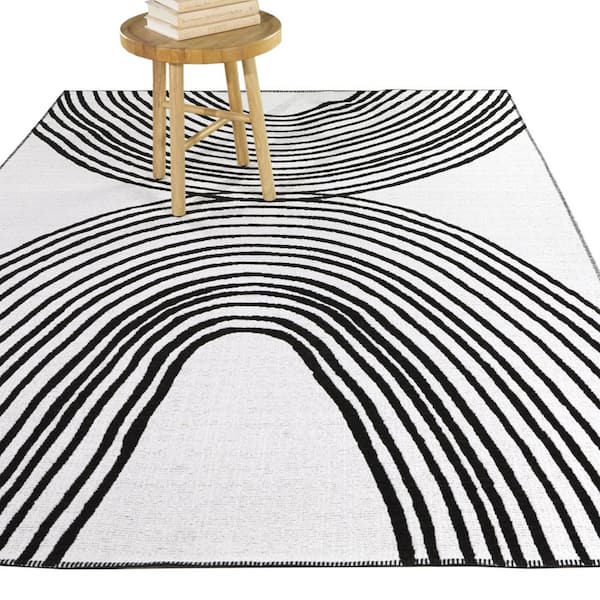 Arches Black 5 ft. x 7 ft. Abstract Area Rug