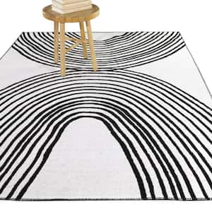 Arches Black 8 ft. x 10 ft. Abstract Area Rug