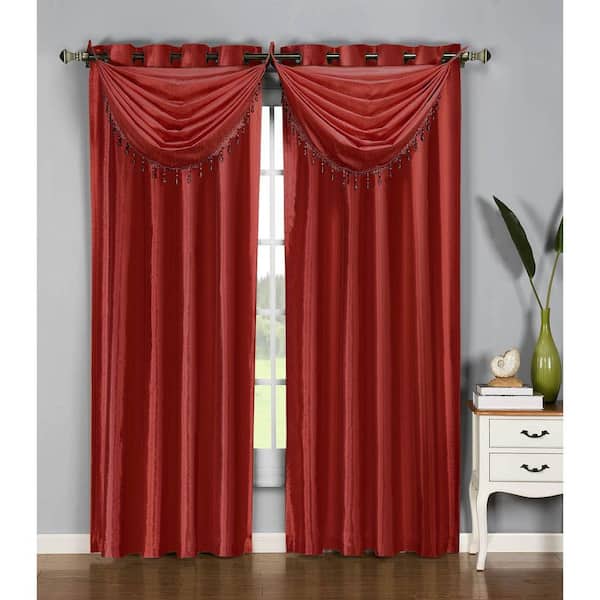 Window Elements Semi-Opaque Jane Faux Silk 54 in. W x 84 in. L Grommet Extra Wide Curtain Panel in Spice