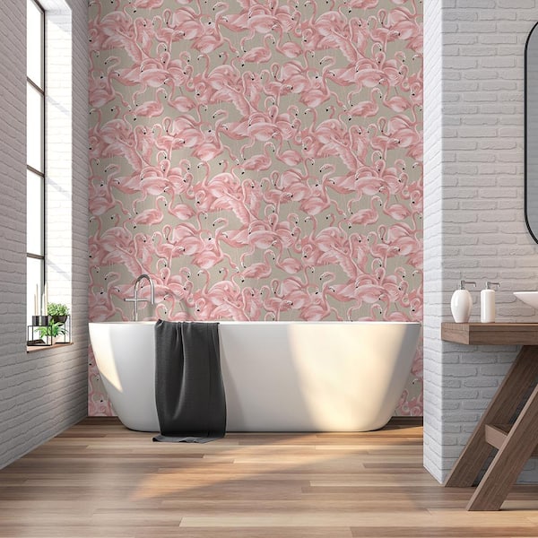 Hot Pink Flamingo Bathroom Wallcovering Design Ideas