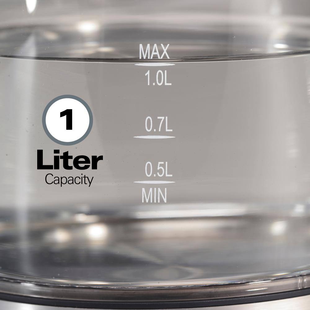 Hamilton Beach 1-Liter Glass Electric Kettle with Stainless Steel Accents