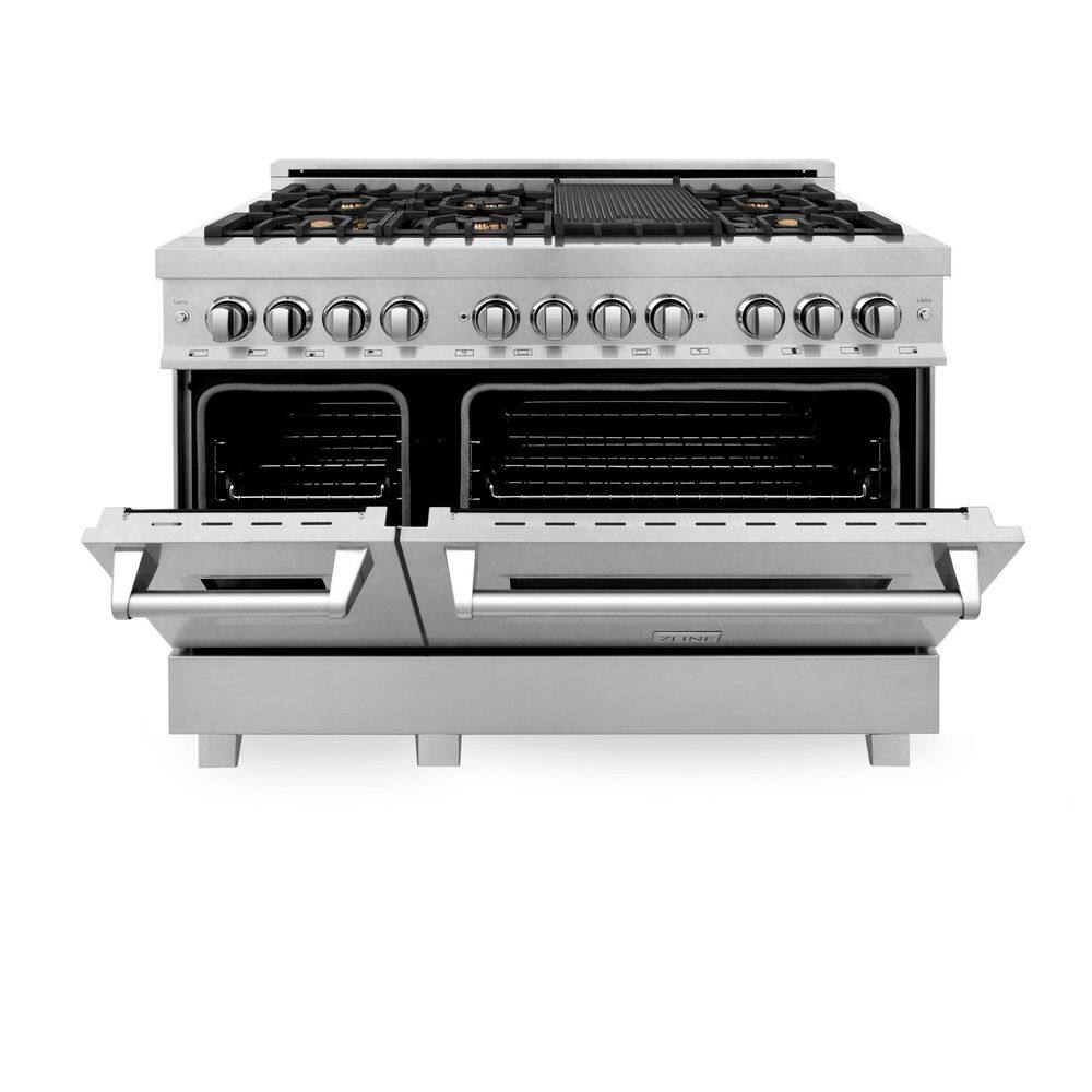 ZLINE 48" Stainless Steel Dual Fuel Range with Brass Burners