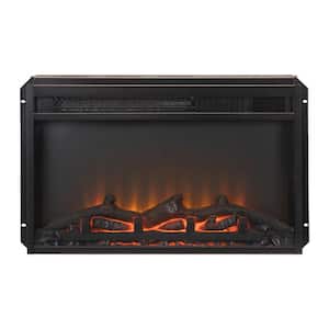 23 in. Freestanding Electric Fireplace with Remote Control and Temperature Adjustment Set in Black