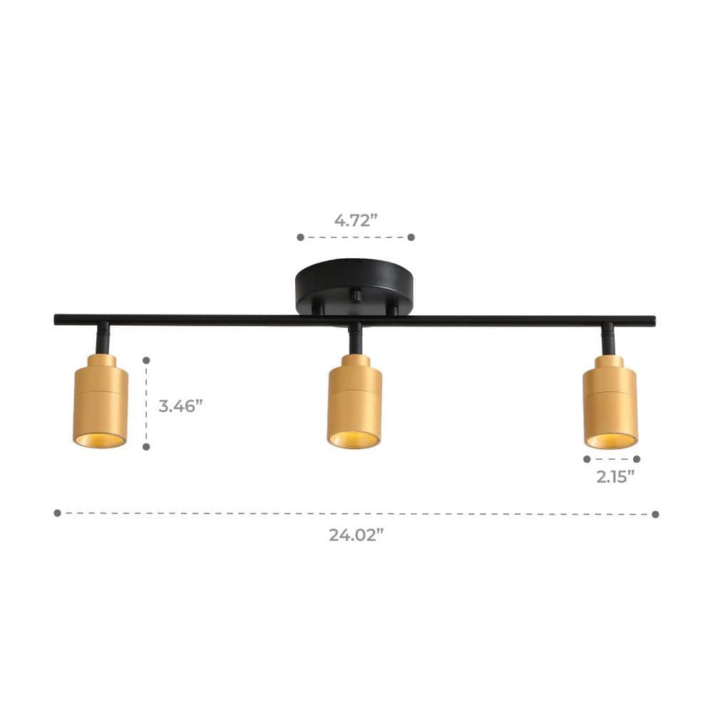 Shura 3-Head Matte Black and Gold LED Track Light