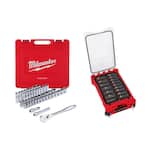 1/2 in. Drive SAE/Metric Ratchet & Socket Tool Set & 1/2 in. Drive Metric Deep Well PACKOUT Impact Socket Set (63-Piece)