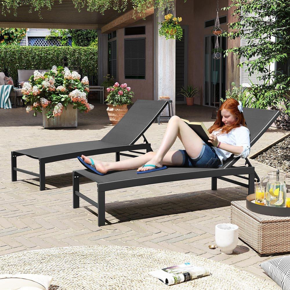 Crestlive Products 2-Piece Aluminum Outdoor Chaise Lounge with