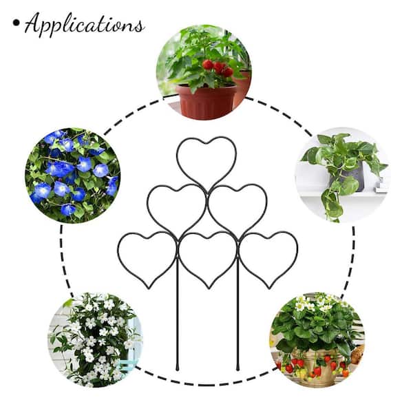 Augbeer 14.6 in. Metal Stackable Plant Support Trellis for Indoor Climbing Plant and Potted Vine Support (3-Pack)