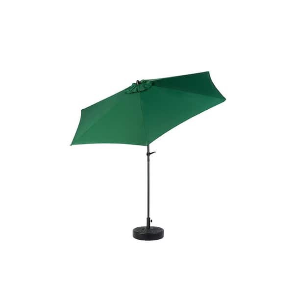 Unbranded Market Umbrella, 9 ft. Powder Coated Steel Market Patio Umbrella in Dark Green with Push Button Tilt and Easy Crank