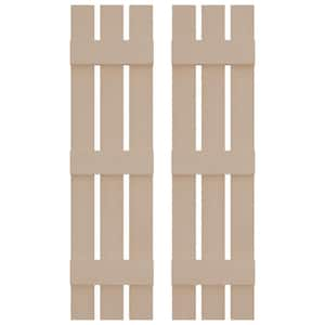 12 in. W x 63 in. H Vinyl Exterior Spaced Board and Batten Shutters Pair in Wicker