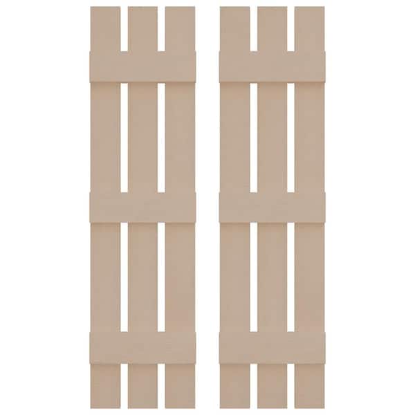 12 in. W x 63 in. H Vinyl Exterior Spaced Board and Batten Shutters Pair in Wicker