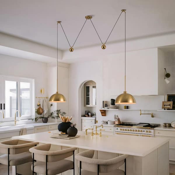 GoYeel Dalome 13.78 in. 2 Lights Classic Gold Adjustable Hanging