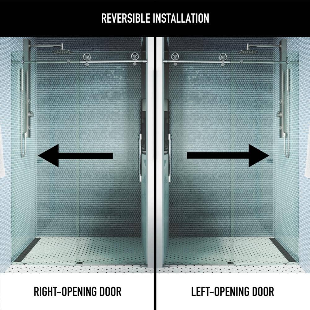 Cass 72" x 76" Frameless Sliding Shower Door with Chrome Finish