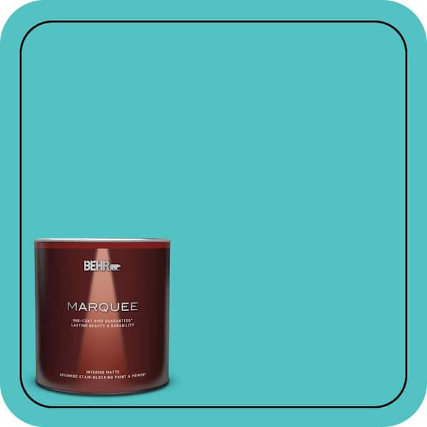 BEHR MARQUEE 1 qt. #500B-4 Gem Turquoise Matte Interior Paint & Primer