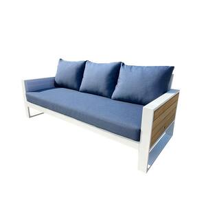 Denver Aluminum Outdoor 3-Seat Sofa Couch with Acrylic Spectrum Indigo Cushions