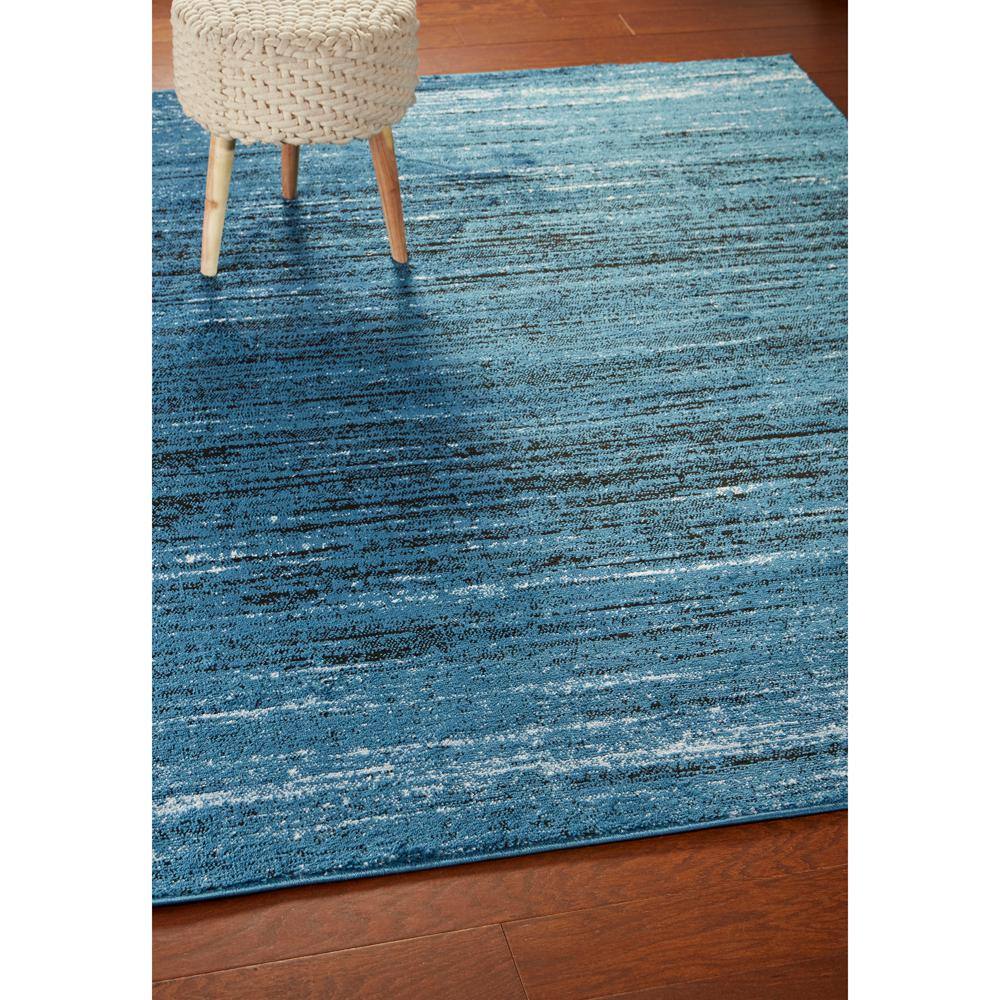 Luxor Abstract Blue & Black Synthetic Area Rug, 5'2" x 7'2"