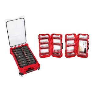 SHOCKWAVE Impact Duty 1/2 in. Drive Metric Deep Well PACKOUT Socket Set (16-Piece) with Screw Driver Bit Set (120-Piece)