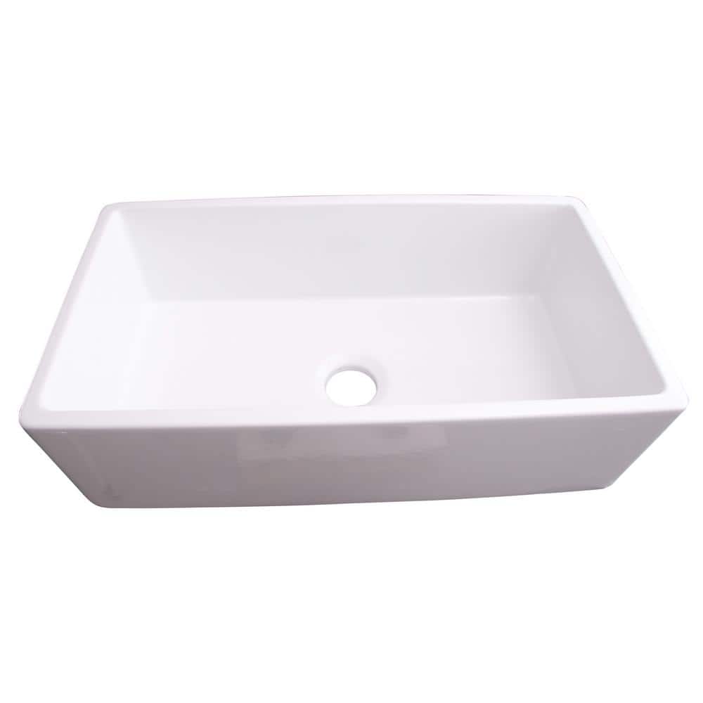 33'' White Fireclay Farmhouse Single Bowl Kitchen Sink