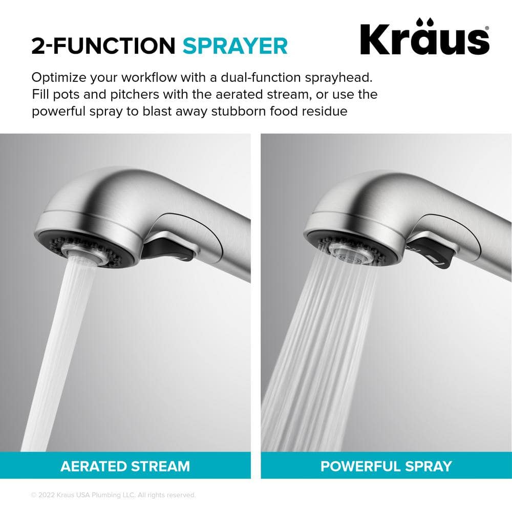 Spot-Free Stainless Steel Pull-Out Single Handle Kitchen Faucet
