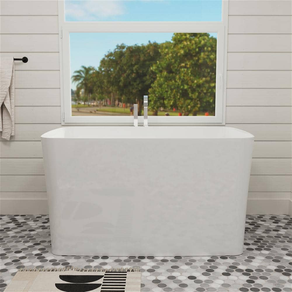 Mokleba 47 in. Acrylic Flatbottom Not Whirlpool Freestanding Japanese  Soaking Bathtub with Pedestal Soking SPA Tub in White BTMKEB1327047 - The  Home Depot