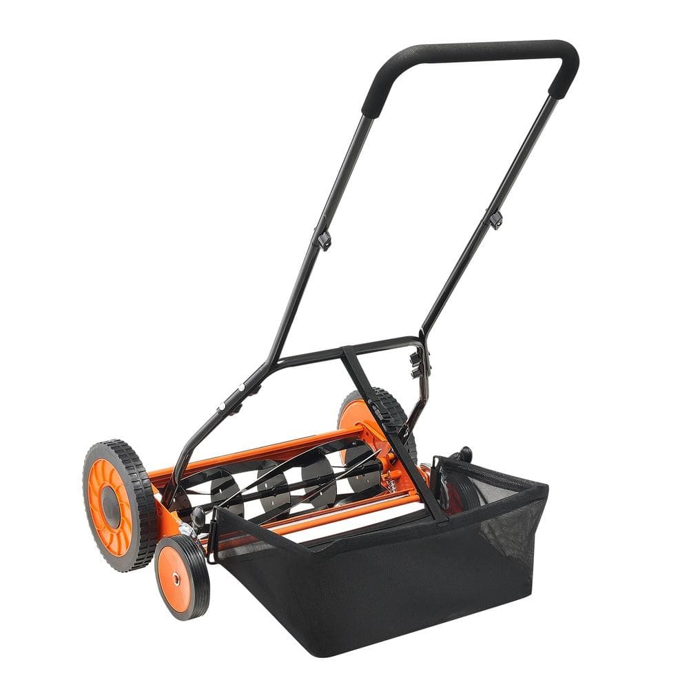 Push Reel Lawn Mower 18 in 5-Blade 4-Wheel Manual No-Motor 1.37-2.44 in Adjustable Cutting Height w/Grass Catcher Bag price history on PriceWatchPro