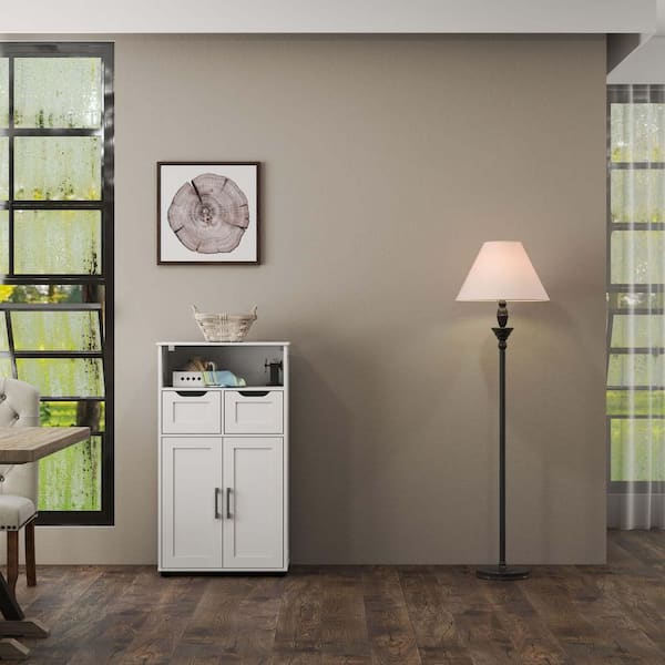 Kitchen Pantry Storage Cabinet with Doors Adjustable Shelves (White