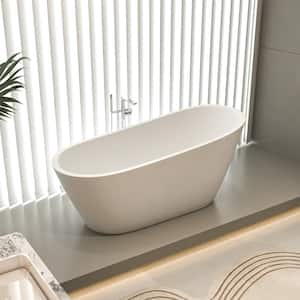 67 in. Acrylic Flatbottom Freestanding Soaking Bathtub in White, Chrome Overflow Pop-Up Drain