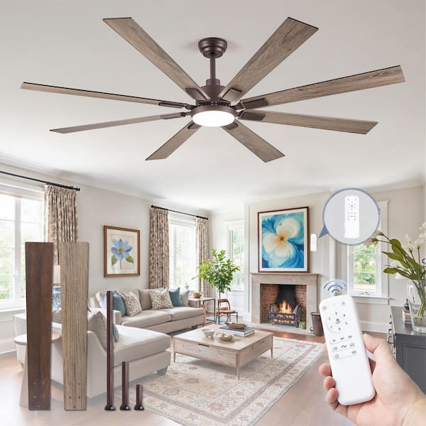 72 in. Indoor/Outdoor 8-Blade LED Bronze Ceiling Fan with Light, DC Motor and Remote Control