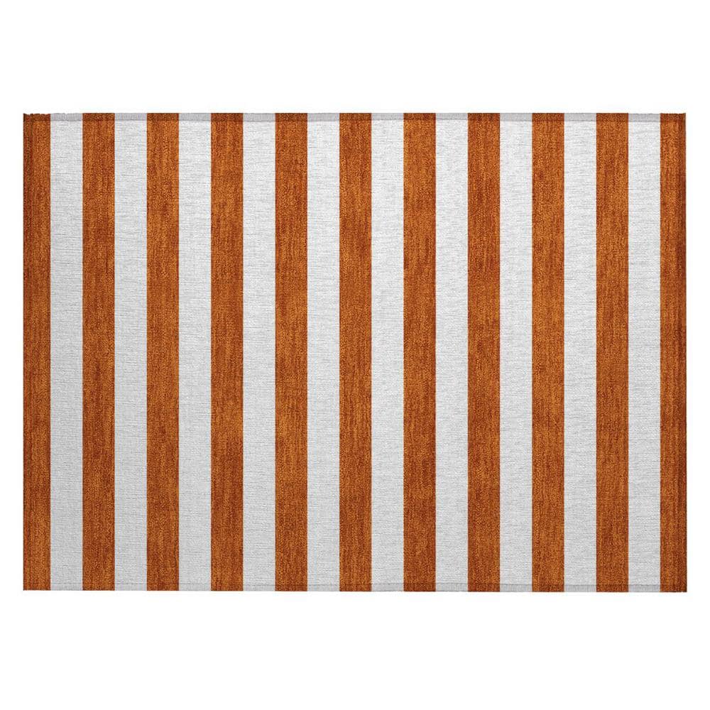 Orange 2 ft. x 3 ft. Woven Striped Polyester Rectangle Indoor/Outdoor Area Rug price history on PriceWatchPro