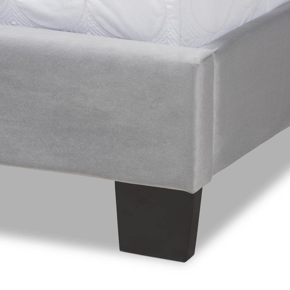 Clare Full Size Gray Velvet Upholstered Sleigh Bed with Tufted Headboard