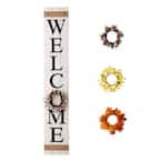 60 in. H Wooden Welcome Porch Sign, with 4 Changable wreathes (Spring/Patriotic /Fall/Christmas )