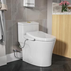 1-piece 0.8/1.28 GPF Dual Flush Elongated 17 in. ADA Chair Height Toilet in Brushed Gold with Advance Smart Bidet Seat