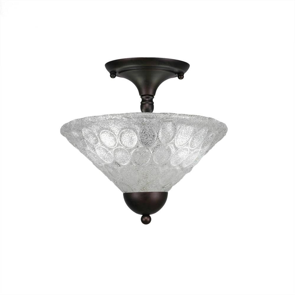 ばぶるす Bristol 11.25 in. 2-Light Bronze Semi-Flush with 12 in. Italian