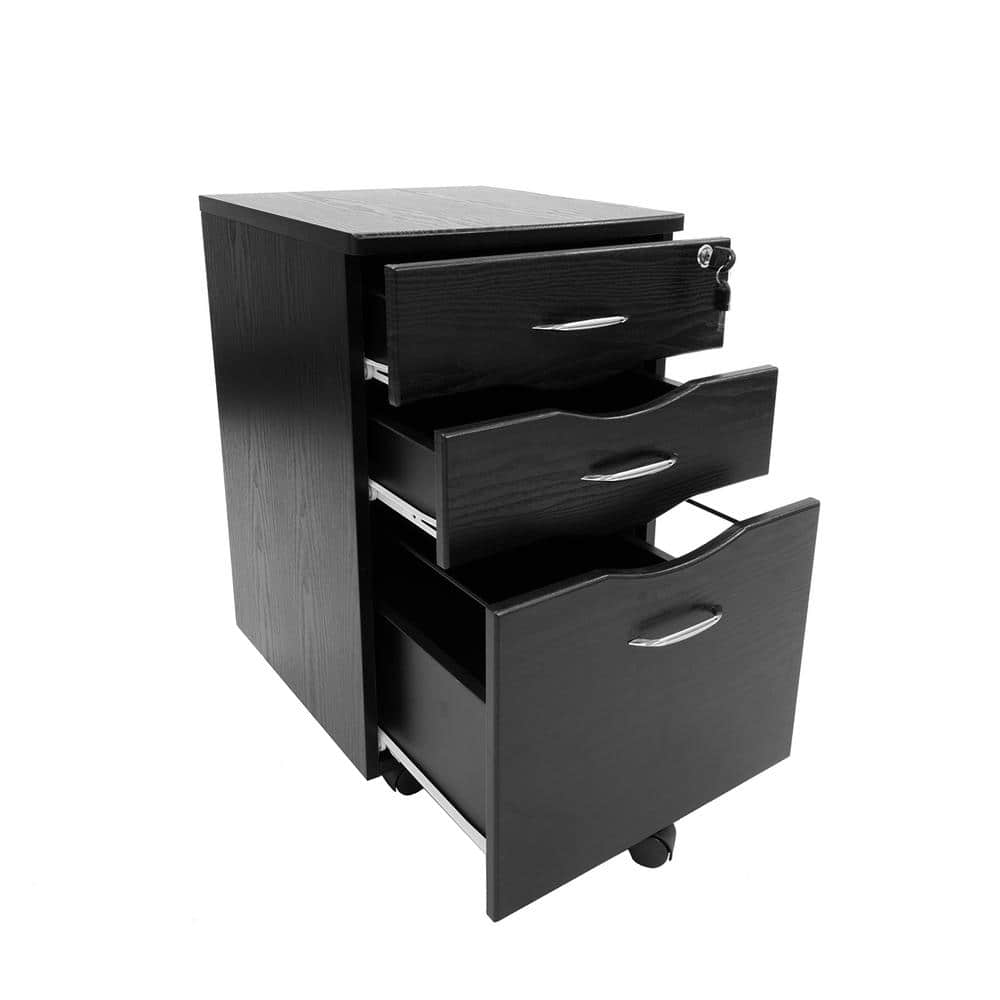 Espresso 3-Drawer Lockable Mobile Filing Cabinet