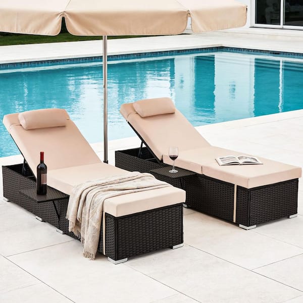 Blue 2-Piece Metal Outdoor Folding Chaise Lounge, Patio Reclining