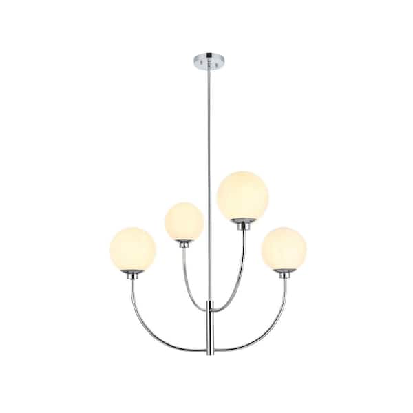 Unbranded 30 in. Home Living 4-Light Chrome Chandelier with no Bulbs Included