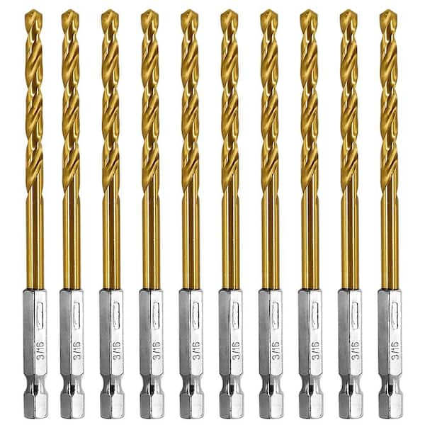 NVNOO 0.19 in. Titanium Twist Hex Shank Impact Drill Bit Set for Wood Plastic Aluminum Alloy (10-Pack)